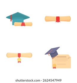 Collection of graduationthemed vectors featuring caps and diplomas