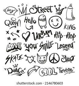 Collection of Graffiti element tags vector illustration concept