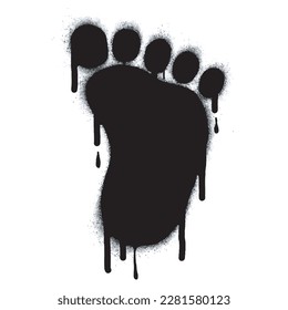 collection of graffiti paw prints Spray painted black on white. Footprint symbol. isolated on white background. vector illustration

