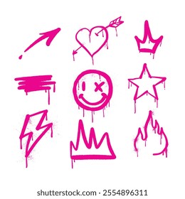 Collection Of Graffiti Spray Paint Hand Drawn Vector