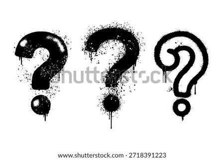 collection of graffiti spray paint question mark symbols urban street style