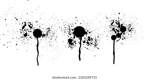 Collection graffiti stencil banner. Isolated collection with high level tracing. Vector spray paint shapes with smudges and drops. Street art template