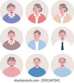 Collection of grandma and grandpa illustrations