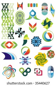 colección de elementos y ornamentos de diseño gráfico, veinticuatro piezas