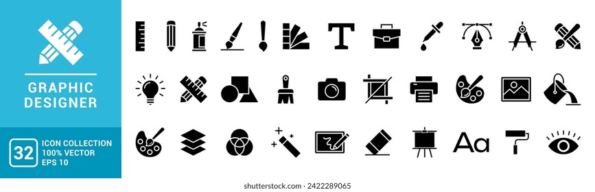 Collection of graphic design icons, tools, creative, idea, vector editable and resizable EPS 10