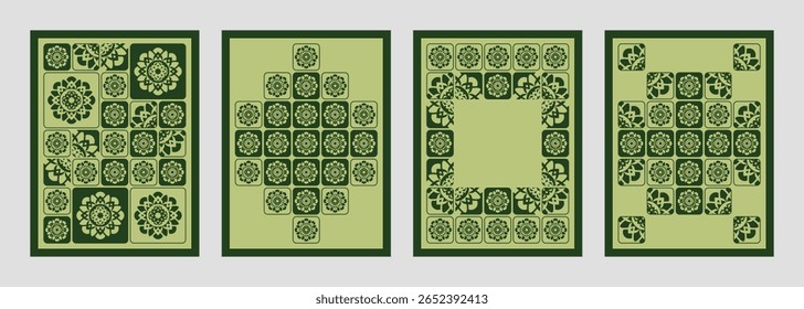 Collection of graphic pattern with geometric elements in two tone colors