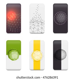 Collection graphics covers for mobile phone. Template case or sticker for technology device. Mockup for branding, advertising, business and corporate identity. Vector illustration