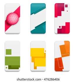 Collection graphics covers for mobile phone. Template case or sticker for technology device. Mockup for branding, advertising, business and corporate identity. Vector illustration