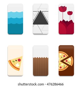 Collection graphics covers for mobile phone. Template case or sticker for technology device. Mockup for branding, advertising, business and corporate identity. Vector illustration