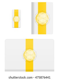 Collection graphics covers for technology device. Template case or sticker for mobile phone, tablet and notebook. Mockup for branding, advertising, business and corporate identity. Vector illustration