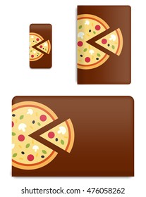 Collection graphics covers for technology device. Template case or sticker for mobile phone, tablet and notebook. Mockup for branding, advertising, business and corporate identity. Vector illustration