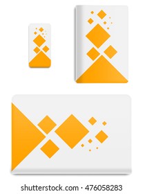 Collection graphics covers for technology device. Template case or sticker for mobile phone, tablet and notebook. Mockup for branding, advertising, business and corporate identity. Vector illustration