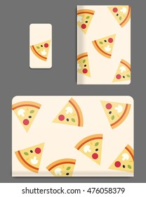 Collection graphics covers for technology device. Template case or sticker for mobile phone, tablet and notebook. Mockup for branding, advertising, business and corporate identity. Vector illustration