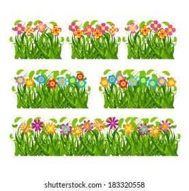 Collection grass and flowers