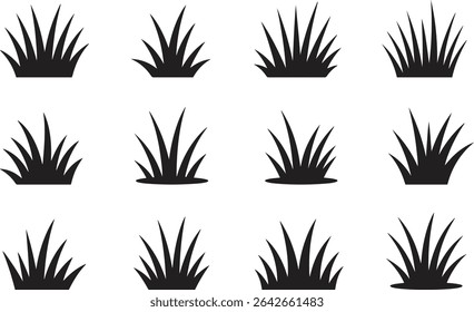 Collection of grass silhouette icon vector isolate on white background
