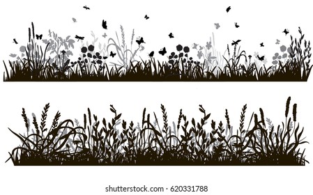  collection of grass silhouettes and plants