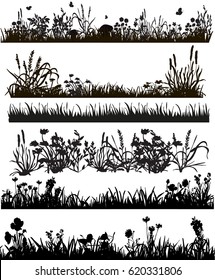  collection of grass silhouettes and plants, box