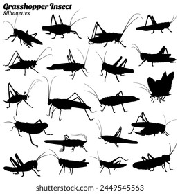 Collection of grasshopper silhouette illustrations