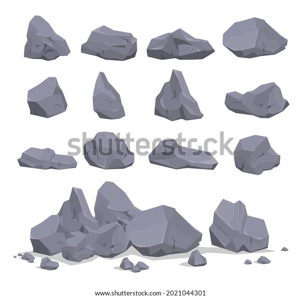 Collection Gray Cartoon Rock Stone Vector Stock Vector (Royalty Free ...