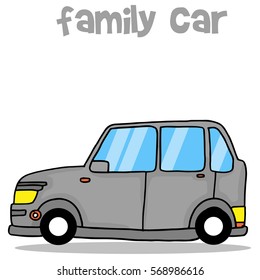 Collection of gray family car vector illustration