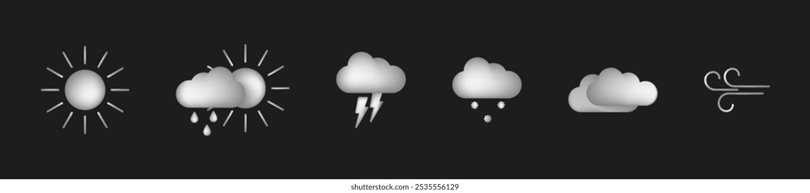 Collection of gray mesh weather icons. Set of vector icons
