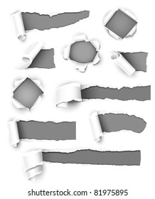 Collection of gray paper. Vector illustration