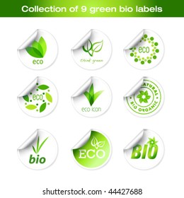 Collection of green bio stickers