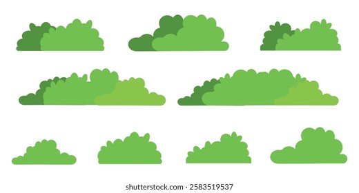 collection of green bushes and grass elements