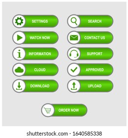 a collection of green buttons for web design.vector design