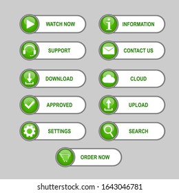a collection of green buttons for web design.vector design