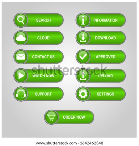 a collection of green buttons for web design.vector design