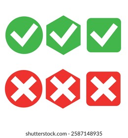  collection of green check marks and red cross marks