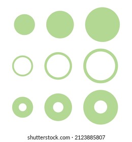 Collection of Green circle paintbrushes on white background. Vector illustration. EPS 10