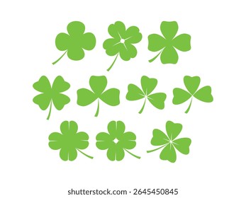 Collection of Green Clover and Shamrock Symbols for St. Patrick's Day
