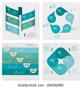 Collection of green color design clean number banners template/graphic or website layout. Vector.