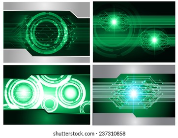Collection green color Light Abstract Technology background set for computer graphic website internet and business. text box. Brochure. card. wave. diverse, different, divers, manifold, many, various