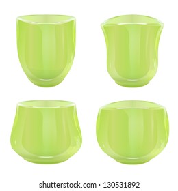  Collection of green cups. Vector design.