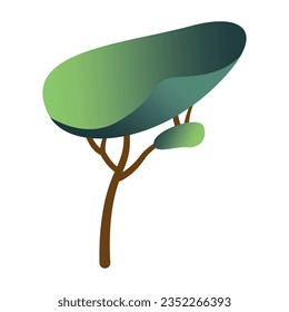 Colección de plantas forestales verdes caducifoliares y evervescentes. Conjunto botánico de árboles desnudos y otros con hojas y coronas exuberantes. Ilustración vectorial plana aislada en fondo blanco