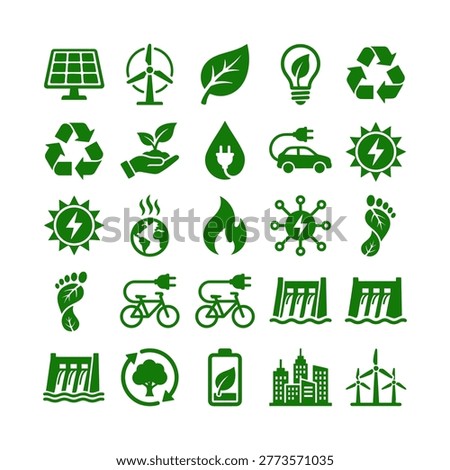 Collection of green eco friendly icons