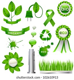 Collection of green eco-icons