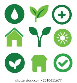 Collection Of Green Ecology icon vector design