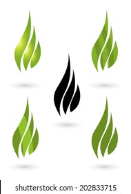 Collection of green fire icons