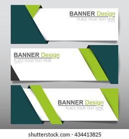 Collection green fold horizontal business banner set vector templates. clean modern geometric abstract background layout for website design. simple creative cover header. in rectangle size