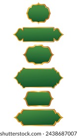 Sammlung von grünen und goldenen islamischen Grenzen in verschiedenen Formen
