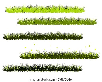 Collection of green grass borders