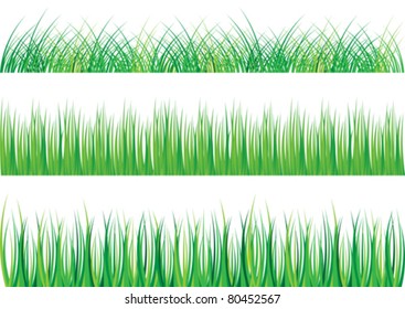 Collection of Green Grass Isolated on White