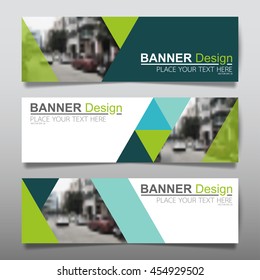 Collection green horizontal business banner set vector templates. clean modern geometric abstract background layout for website design. simple creative cover header. in rectangle