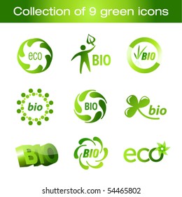 Collection of green icons