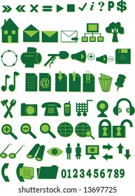 Collection of green icons for the Internet