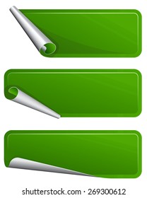 Collection of green label with curved side